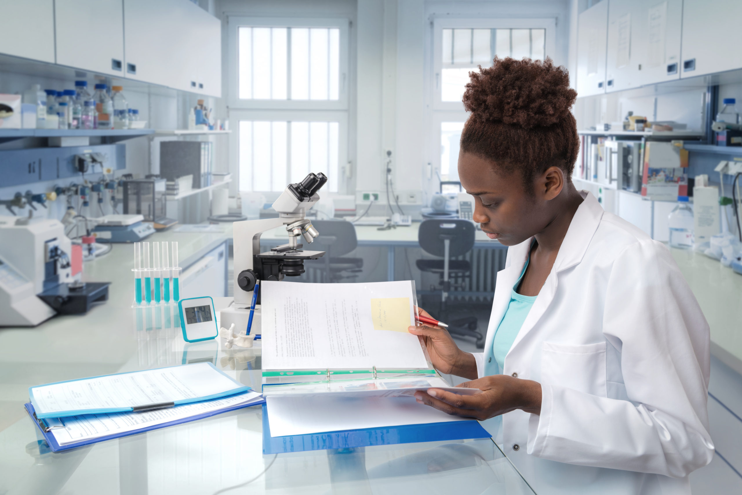 Picture of a Black African scientist working at the lab